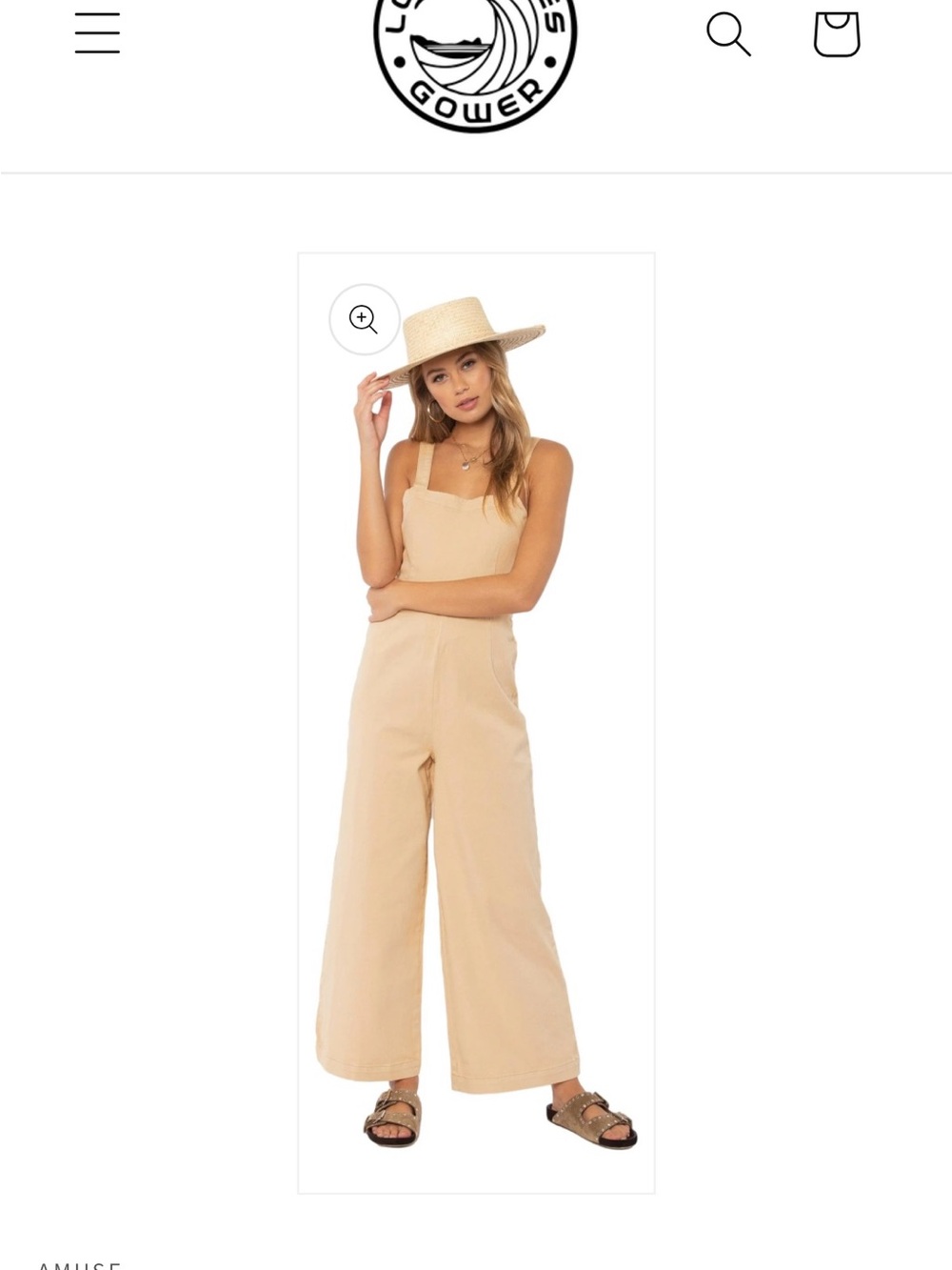 Amuse Society Beige Wide-Leg Strap Jumpsuit